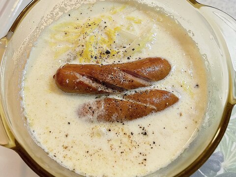 白菜とウィンナーの牛乳スープ☆